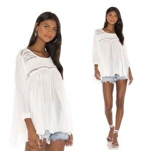 NWT Free People Penny Lane Boho Lace Trapeze Tunic Top Size S
